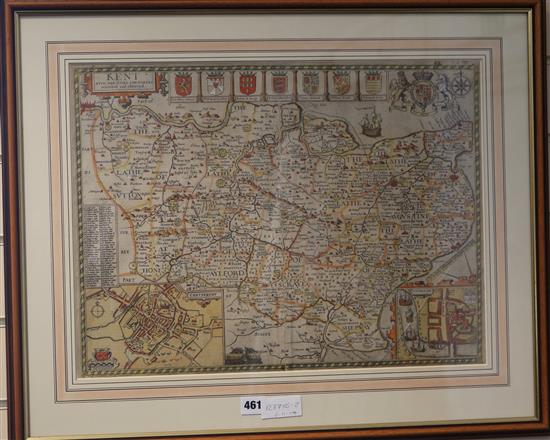 John Speed Map of Kent 39 x 51cm.